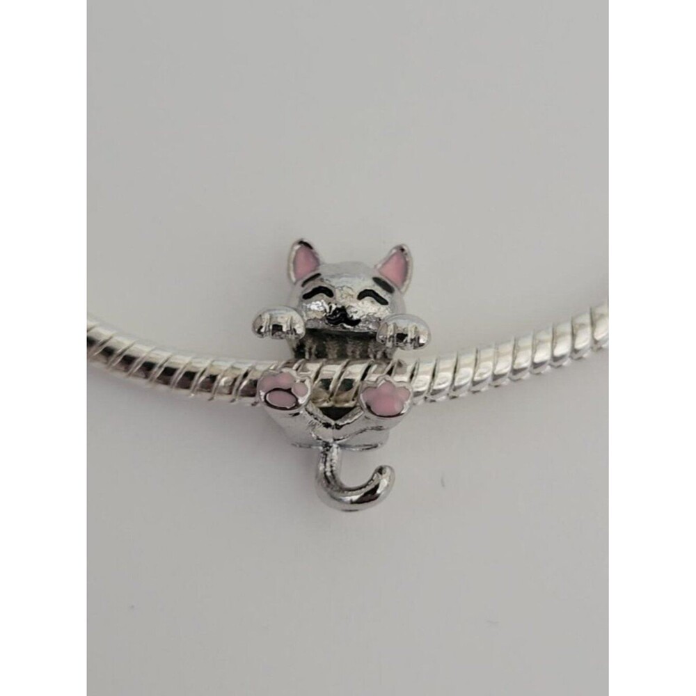 NWT For Pandora Troll Charm Bracelet Silver And Pink Cute Cat Paw Wraparound